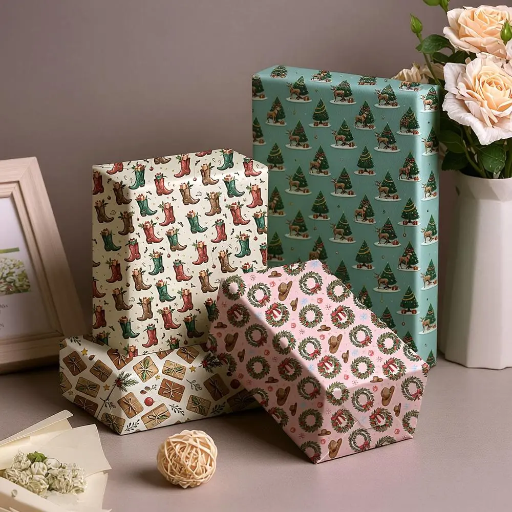 Christmas wrapping paper, suitable for men, women, and children - holiday gift packaging with Santa Claus pattern, Merry Christmas theme design -12 large-sized paper, easy to store, DIY packaging
