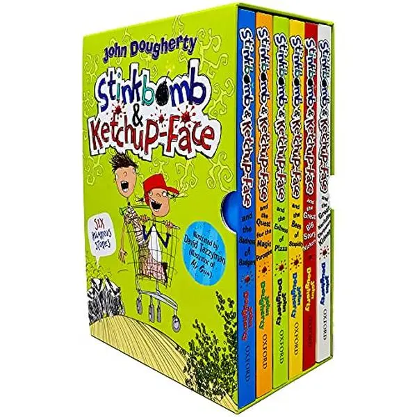 USED Book - Stinkbomb & Ketchup-Face Series 6 Books Collection Box Set By John Dougherty (Badness of Badgers, Quest for the Magic Porcupine, Evilness of Pizza, Bees of Stupidity & MORE!) by John Dougherty (Paperback) - english