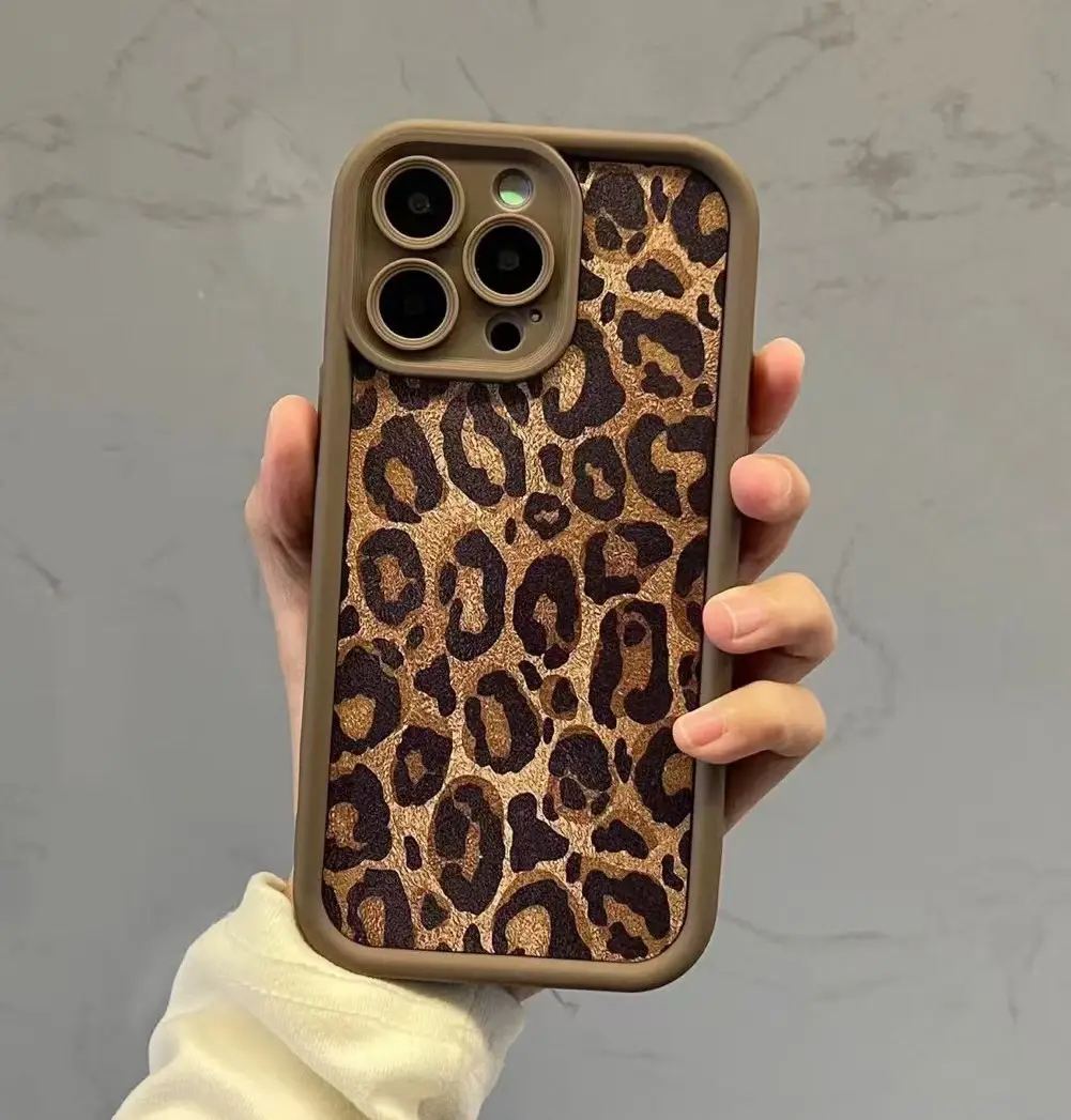 Trendy Leopard Pattern Phone Case, Precise Camera Lens, Shockproof Phone Casing,Soft Anti-Scratch Protective Cover for iPhone 12 13 14 15 16 Series