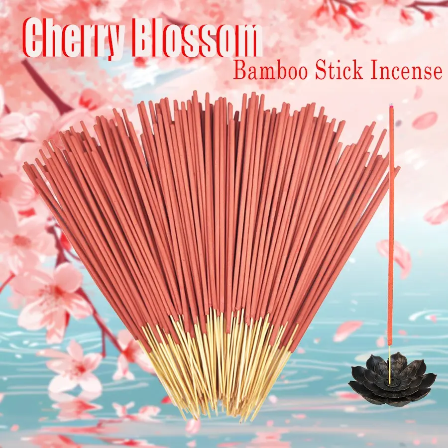 Spring Cherry Blossom Incense Stick, 8.66 Inch Bamboo Incense, Gentle Fragrance for Bedroom, Study, Tea Room, Aromatherapy Essential