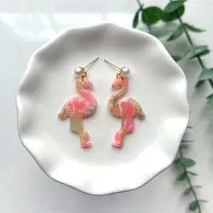 Sherbet Dreams Flamingo Polymer Clay Dangles