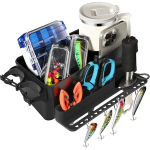 Boat Cup Holder, Boat Caddy Organizer with Fishing Rod Holder, Multifunctional Boat Storage Organizer for Fishing Accessories, Boat Accessories for Jon Fishing Boat, Kayak, Paddle Boards