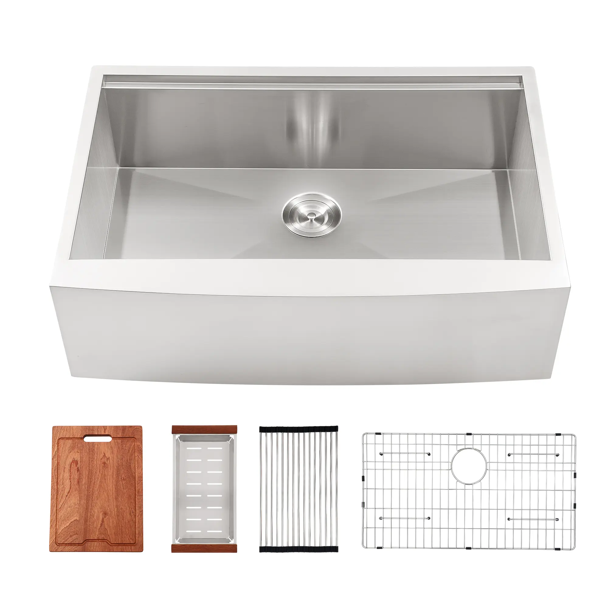 Sarlai 30/33/36 x 22 Inch Gunmetal Black Farmhouse Kitchen Sink Single Bowl 16 Gauge Stainless Steel Sink Apron Front Kitchen Sink