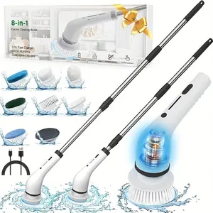 【Mother's Day gift】Electric Spin Scrubber Cordless Shower Scrubber lPX7 Waterproof Multi-Surface Cleaning Brush with 9 Brush Heads Long Battery Life Adjustable Speed Extendable Handle for Bathroom Kitchen Durable Cleaning Helper Utensils
