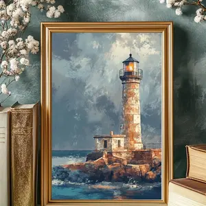Lighthouse Nautical Home Decor Wall Art Unframed 8x10 Premium Matte Art Print - Perfect Size for Framing -  Decoration Artistic Room Photo Poster