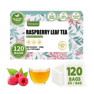 Organic Raspberry Leaf Teabags – 120 Tea Bags (2g/Bag) Made with 100% Natural Leaves | Caffeine-Free, Sugar-Free, Gluten-Free Vegan | Herbal Wellness Support & Antioxidant Boost | Individually Wrapped Eco-Friendly