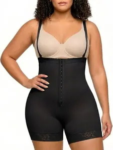 1 Count Women's Detachable Strap Colombian Shapewear, Wave Trim Shapewear, Fajas, 3-Row Hook Closure Shapewear Bodysuit, Anti-Slip Jumpsuit, Crotch Zipper Body Shaper, High Waist Compression Body Shaperwear, Great For Daily Commute & Casual Hangouts