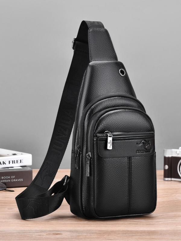 Men's Business Solid Color Sling Bag, Fashionable PU Leather Chest Bag for Daily Used, Casual Trendy Versatile High-quality Daily Commuting Bag Men's Business Solid Color Sling Bag, Fashionable PU Leather Chest Bag for Daily Used, Casual Trendy Versatile High-quality Daily Commuting Bag