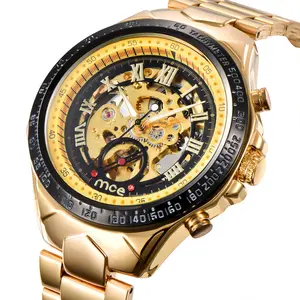 MCE Men's Analog Explosion-Proof Gold-Colored Mechanical Watch - Round Face Fashion Accessory, Analog Mechanical Watches, Explosion-Proof Mechanical Watches