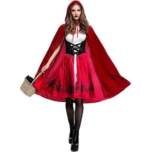 Little Red Riding Hood Costume for Women with Cape - Christmas & Halloween Party Dress - Womenswear  Clothing