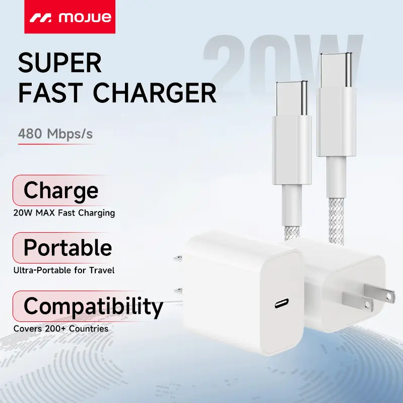 2 Pack 20W Super Fast Charger with 10FT/6FT Type-C to TYPE-C Cable for iPhone 17/16/15,iPad,Android,USB Mobile Smartphone ChargingDevice Electronic Cellphone