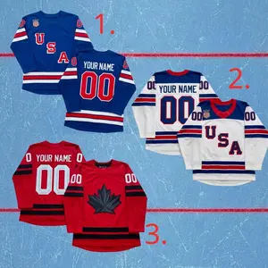Custom Team USA Canada Hockey Jersey - Personalized Ice Hockey Apparel - Custom Name and Number Sports Jersey