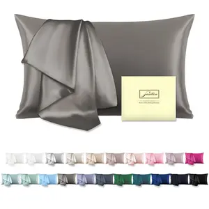 Mulberry Silk Pillowcase for Hair and Skin Standard Size 20"X 26" with Hidden Zipper Soft Breathable Smooth Cooling Pillow Covers for Sleeping(Gray,1Pcs)