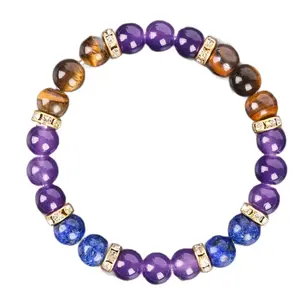 Memory Enhancement Crystal Bracelet - Amethyst, Tiger Eye & Lapis Lazuli for Mental Clarity