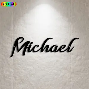 1pc Calligraphic Michael Metal Wall Art, Stylish Calligraphic Statue Mural, Ideal Gift for New Year, Christmas, Name Decor Enthusiasts,  Wall Sculptures, Perfect for Bedroom Wall & Garden Fence, Personalized Home Decor Accent