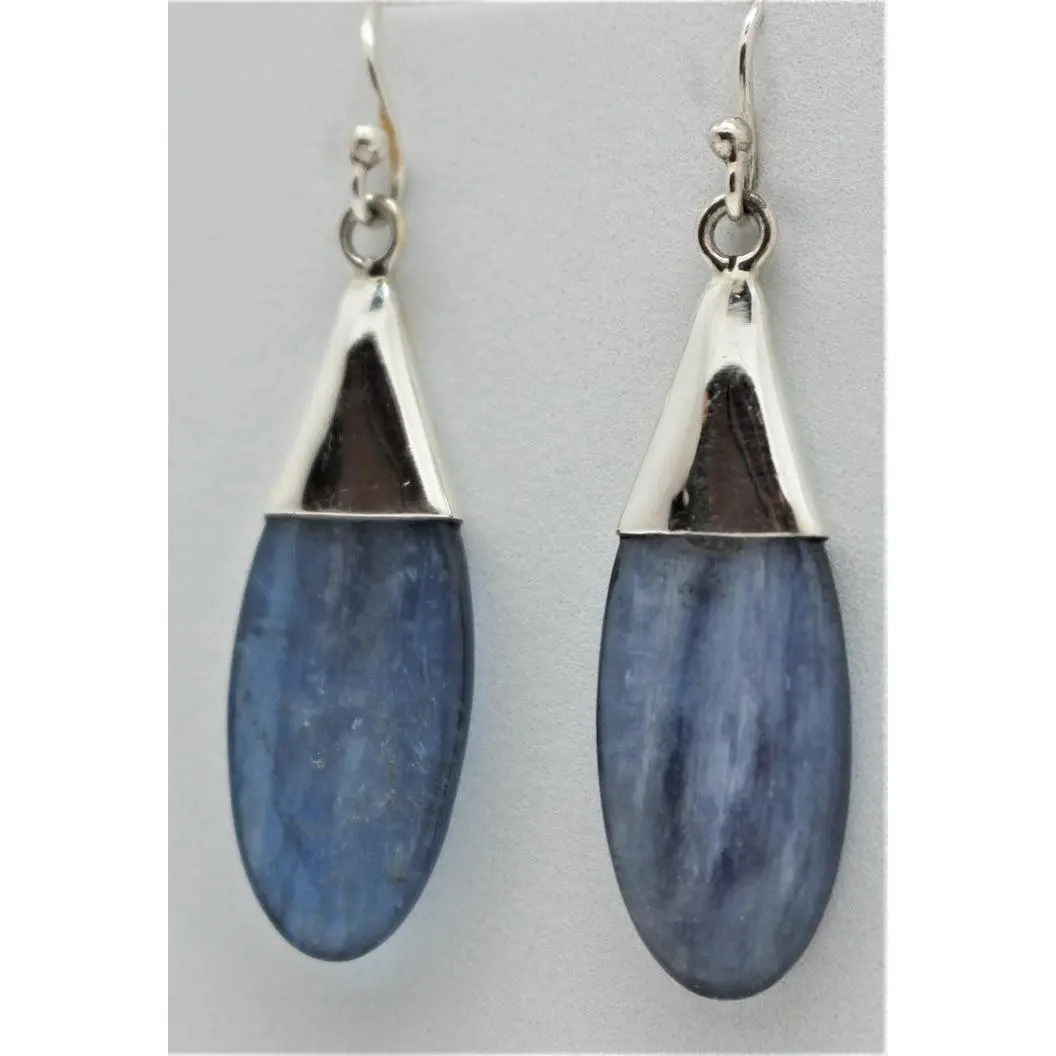 Kyanite Dangle Drop Earrings - Fashion Costume Jewelry Accessory, Style I1038, Solid Stone
