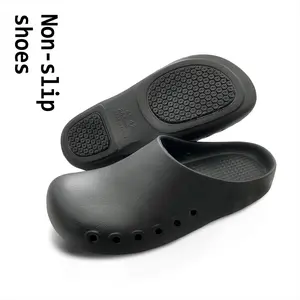 Household slippers, beach shoes.Ventilated Non-slip Black Home Slippers Nurse Surgical Shoes Unisex Breathable Dirt-resistant Multiple Sizes