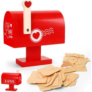 Wooden Love Mailbox with Mini Envelopes, Thoughtful Long Distance Relationship Gifts for Boyfriend - Romantic Valentines Gifts for Him Husband, Cute I Love You  for Him Her