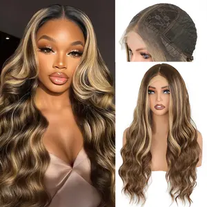 SummerVibes AISI HAIR T-part Lace Front Wig Preplucked Hairline Ready to Wear 26 Inch Wavy Wigs Synthetic Natural Long Loose Beach Wave for Women