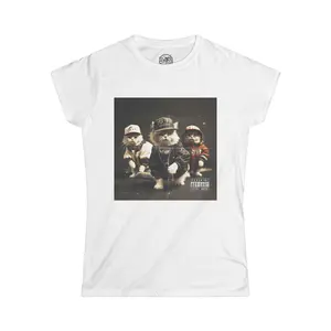 Retro Hip Hop Cats Album Cover T-Shirt, Parental Advisory Sticker Graphic Tee