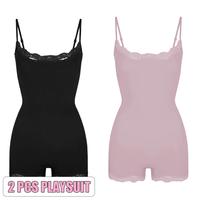 2pcs Playsuit(Black/Purple Haze)
