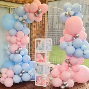 139pcs Gender Reveal Balloon Garland Arch Kit with Pink, Blue, and Silver Balloons for Party