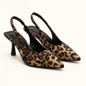 Women’s Leopard Print Slingback Stiletto Heels, Pointed Toe High Heel Pumps with Satin-Like Upper, PU Lining & Non-Slip Rubber Sole, Sexy Dress Shoes for Office, Date Night, Party & Spring Summer Outfits