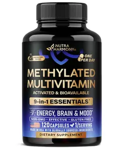 Methylated Multivitamin - B2, B6, 5-MTHF & B12 | Antioxidants C & E | Vitamin D3 & K2 - for Men & Women - 9-in-1 MTHFR Supplement with TMG - Energy, Brain & Mood - Vegan - Made in USA - 120 Capsules