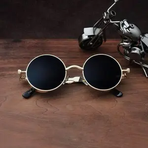 Vintage Steampunk Flip Sunglasses Retro Round Metal Sun Glasses for Men and Women Brand Designer Circle Oculos