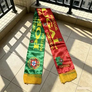 Portugal Scarf 14x135cm Double-sided Printed Portugal  Flag Satin Portuguese Scarf Suitable for Fans