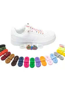 Double Pack Wide Elastic Shoelaces, 8mm Width, Stretchy Lazy Shoe Laces, Colorful Flat Press Studs, Casual Style, Secure Lace Up, All Seasons Use