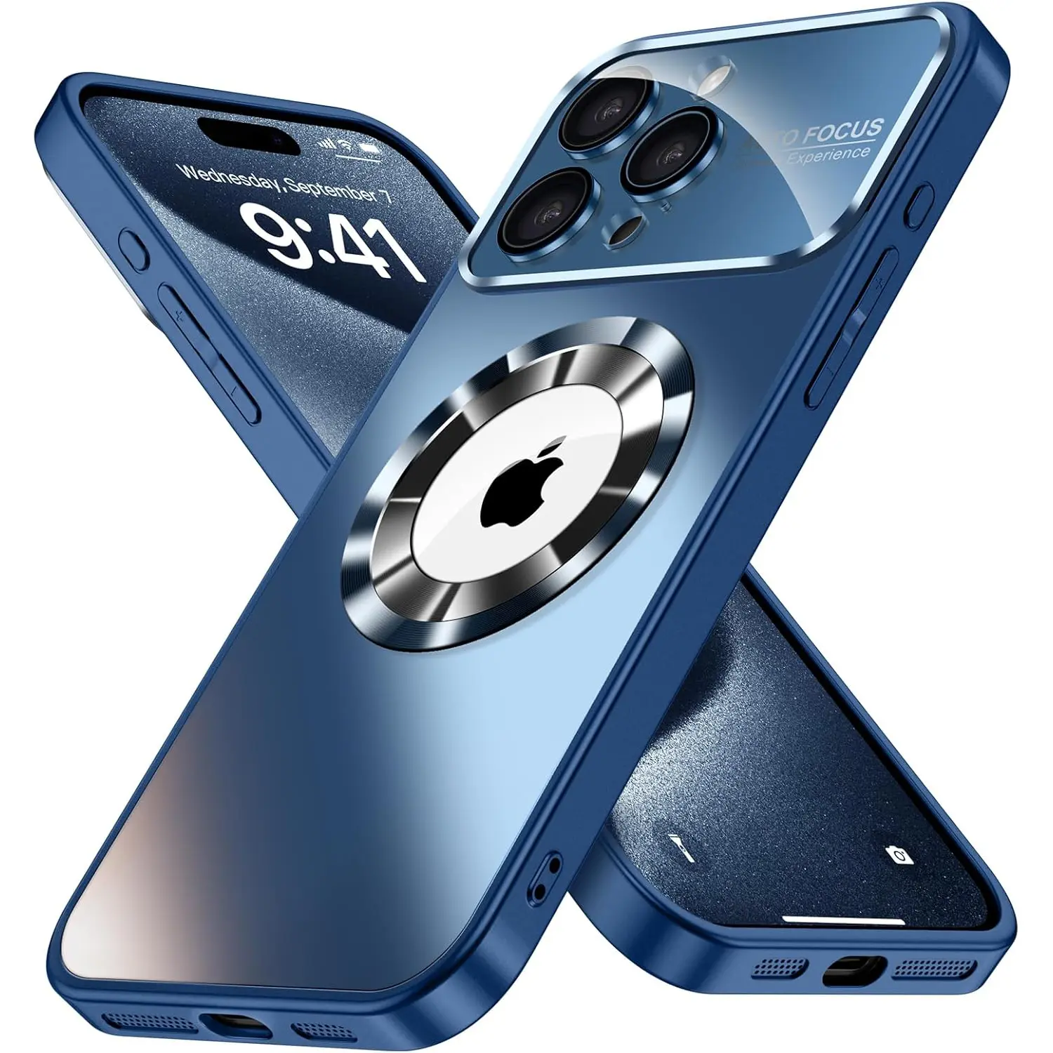 Titanium Color MagSafe Snapon Wireless Protective Case for iPhone 12-17 Pro Max, 15 - Integrated Camera Cover Lens Protector, Logo View, Frosted Slim Scratch-Resistant Phone Accessories Casing