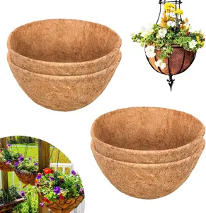 4 Pack 20 Inch Round Coco Liners Replacement,   Coconut Coir Liners for Hanging Baskets, Garden Flower Vegetables Planter Pot, Window Box, Fence, Decks