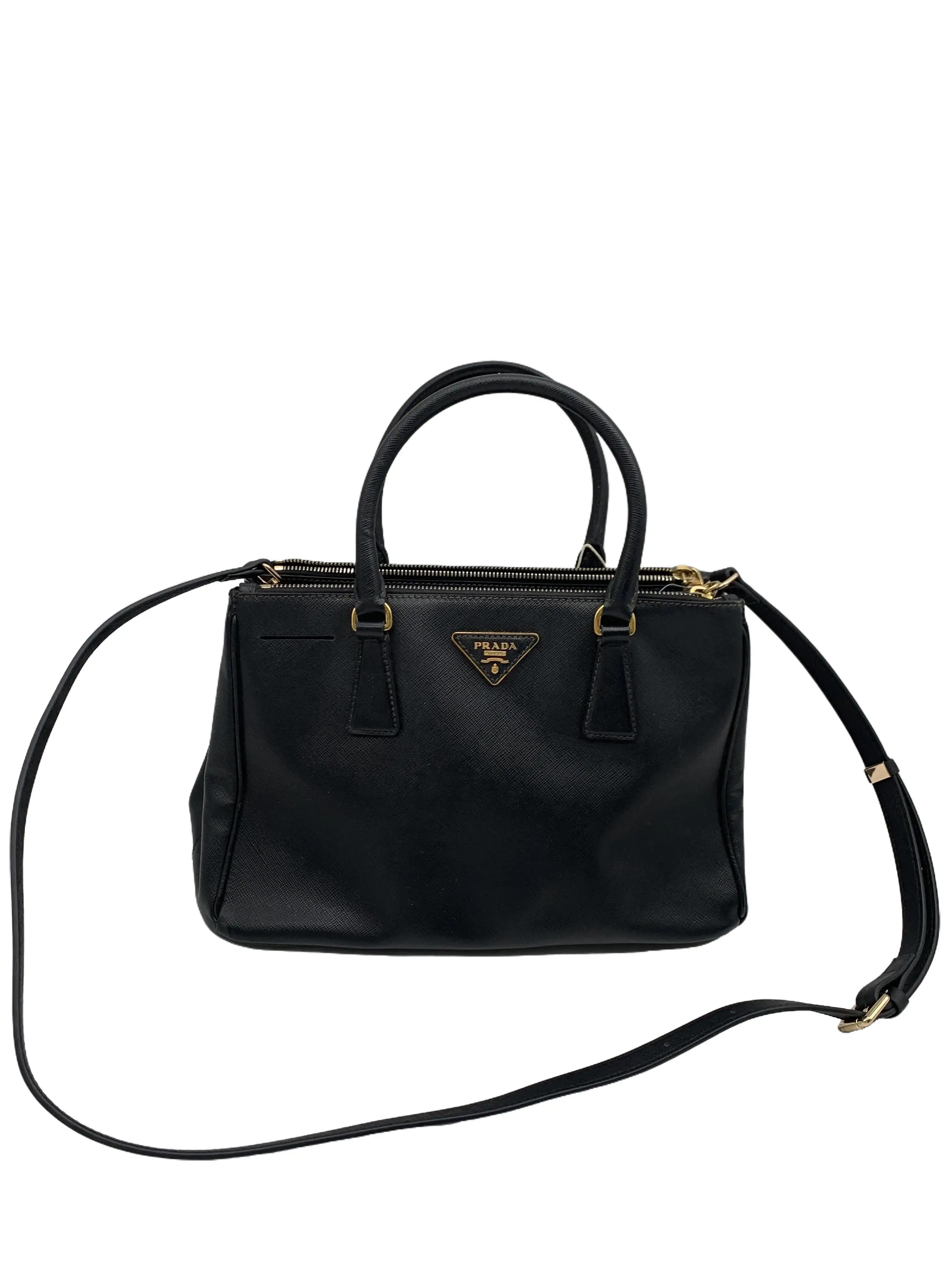 Pre-owned PRADA Black Saffiano‑Grain Handbag & Crossbody Bag/wj08105936/5936