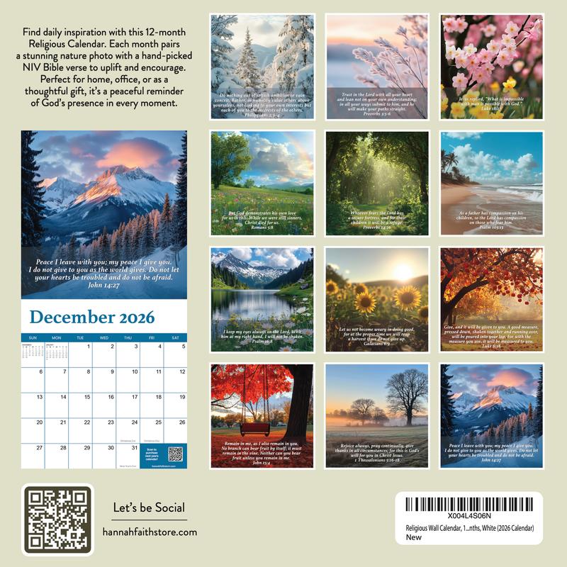 2026 Bible Verse Wall Calendar - 12 Month Inspirational Quotes & Stunning Landscape Photos - Perfect for Faith-Based Gifts - 12" x 24" Open Size - Premium Quality Paper - Verses to Nourish Your Soul