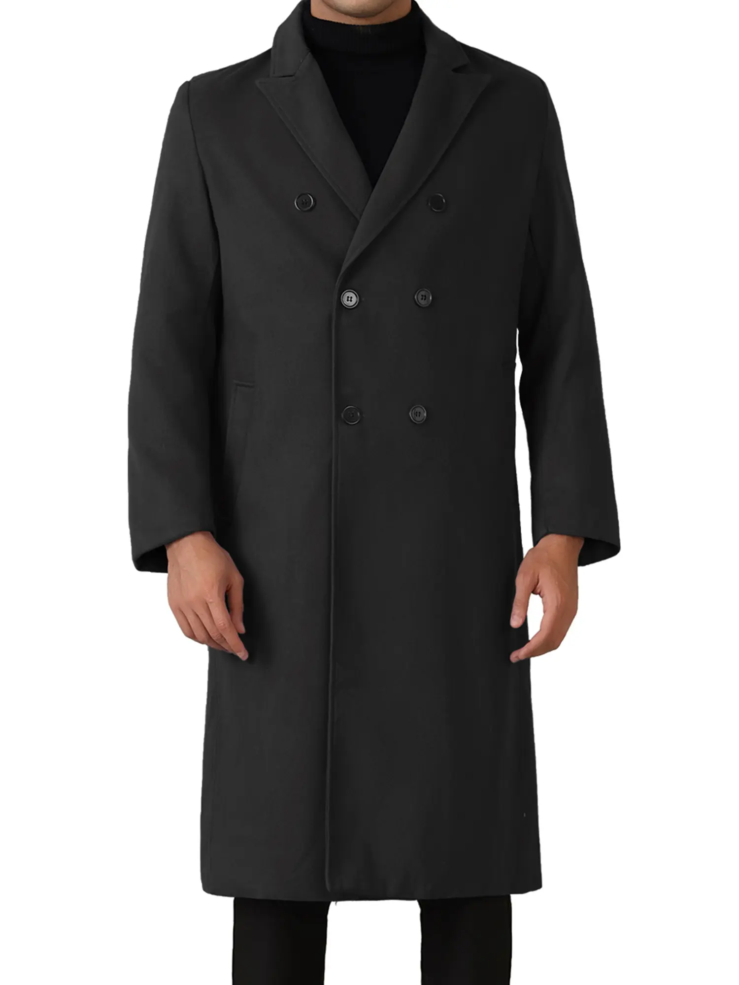 INSPIRE CHIC Long Trench Coat for Men's Classic Notched Lapel Double Breasted Overcoats