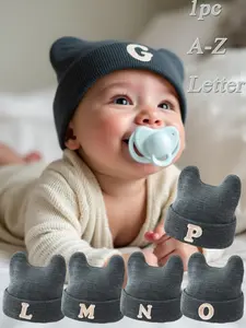 Cute Baby Knitted Hat with Ears, Soft Warm Winter Accessory for Boys Girls Aged 0-2 Years, Stylish Design Daily Wear