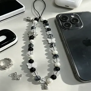 Y2K Kawaii Phone Chain, Trendy Bead Wristlet Strap for All Cell Phones