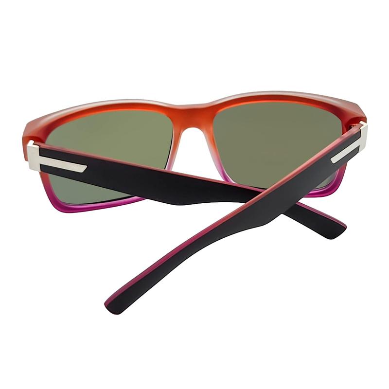 ENZO - Modern Sports Thick Square Sunglasses Black-Red Orange Mirror