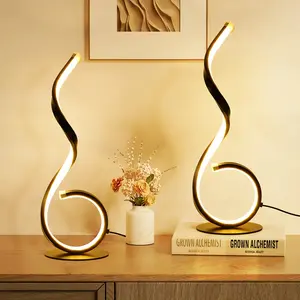 1/2pcs Modern Spiral Table Lamp, 3-color LED Dimmable Portable Desk Light Multi-function Space-saving Design USB Charging, Suitable For Bedroom Study Room Office Decorative Table Lamp In 1pc Black&White