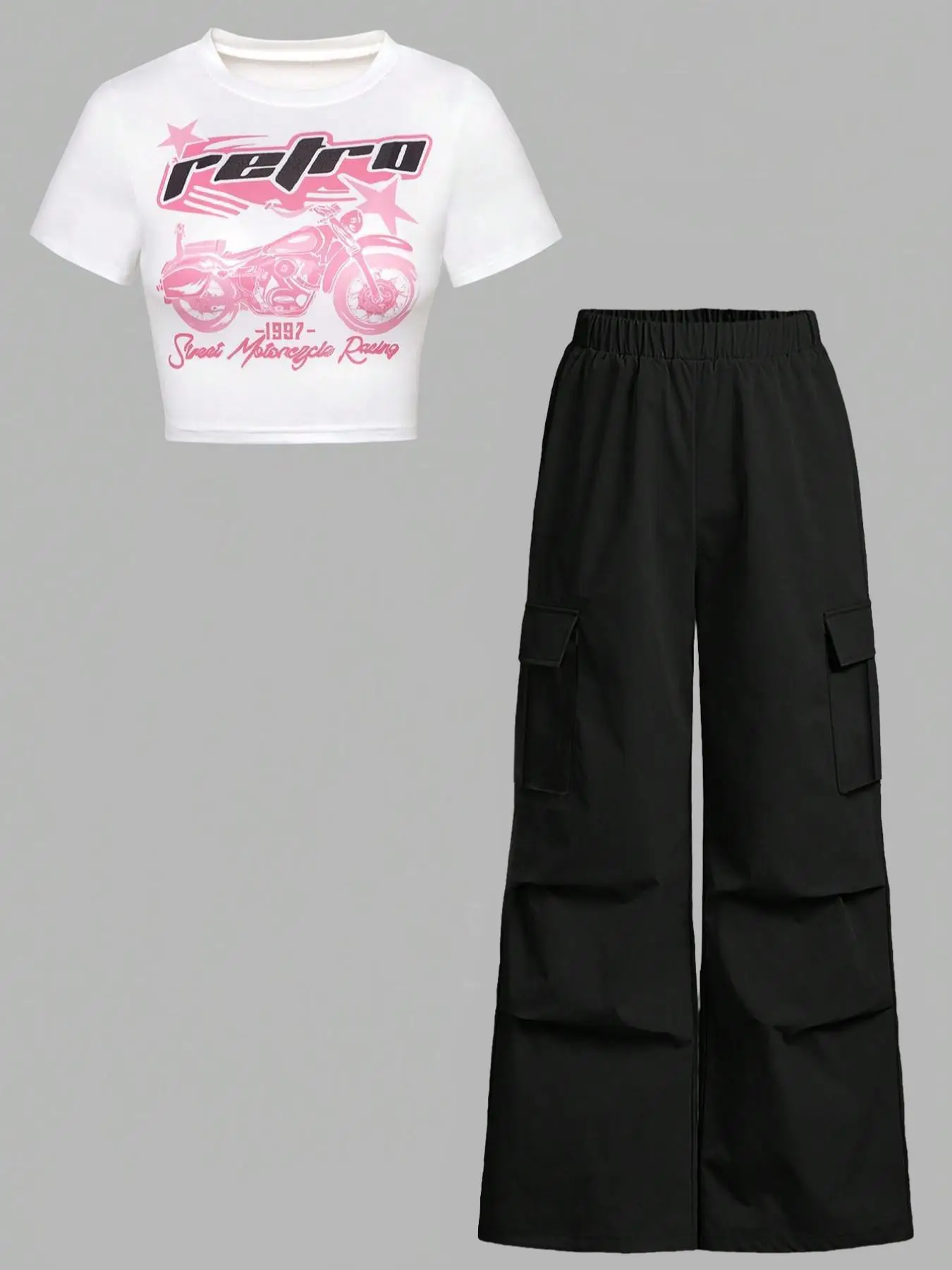 Toddler Girl's Letter Print Tee & Pants Two-Piece Set, Casual Short Sleeve T-shirt & Pants for Summer, Kids Clothes for Daily Wear