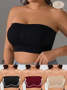 Women's Seamless Strapless Bralette, Medium Support, Full Coverage, Backless Design, Casual, Comfortable Breathable Innerwear for All Seasons