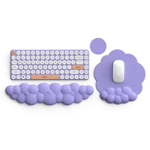 Cloud Keyboard Wrist Rest and Mouse Pad with Wrist Support Set, Ergonomic PU Leather Mousepad, Pain Relief Memory Foam Non-Slip for Computer/Laptop