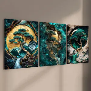 Tree & Landscape Pattern Canvas Painting, 3 Counts/set Modern Wall Art Painting, Modern Art Design, Wall Art Decor for Home Living Room Bedroom Office, Ornaments