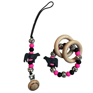 Cheetah Pink Black Cow Teether Set