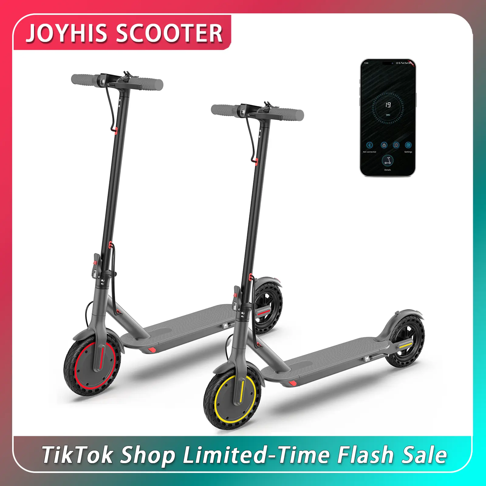 Foldable Adult Electric Commuter Scooter, 350W Motor, 19MPH Max Speed, 15 Mi Range, 8.5" Honeycomb Solid Tires, Dual Braking, Smart App Control, Lightweight Alloy Scooter for Students & Daily Travel