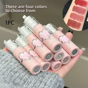 Silver Color Velvet Matte Lip Mud, Brightening Liquid Lipstick with Decorative Keychain, Versatile Lip Color & Accessory, Lipgloss