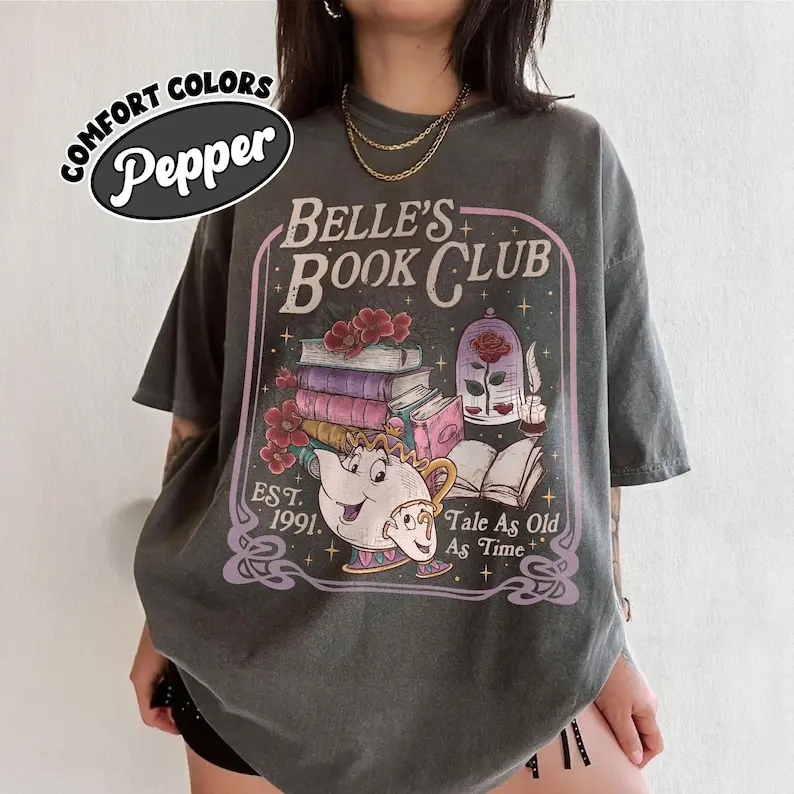 Belle's Book Club Comfort Colors Shirt, Tale As Old As Time Belle’s Book Cafe Shirt, Belle Princess Book Tee, Book Lover Gift