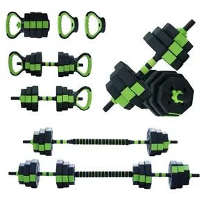 Adjustable Dumbbell Set, 44/66/88 Lbs Free Weight Dumbbells Set, 4 in 1 Dumbbells Set Used As a Kettlebell, Barbell, Push Up Stand, Exercise & Fitness for Home Gym, Black & Green