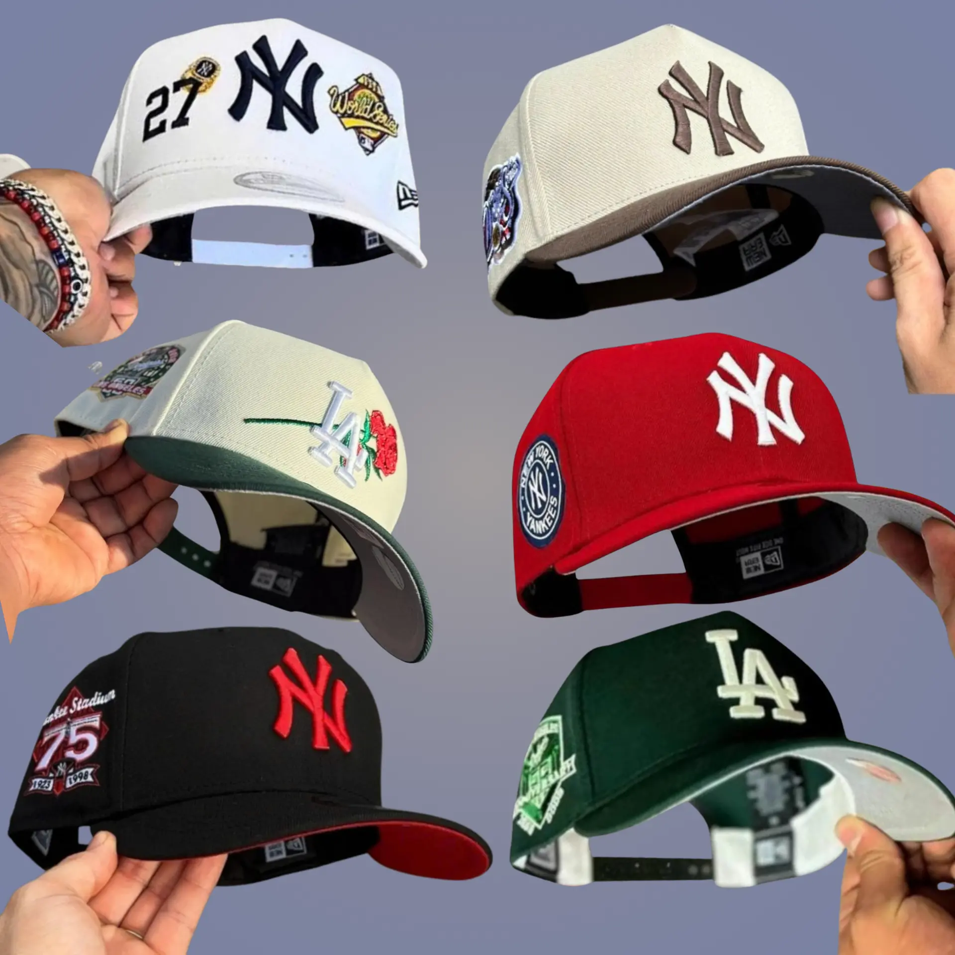 New Era MLB LA Dodgers NY Yankees Baseball Snapback Hat, Adjustable 9FORTY 59FIFTY Premium Embroidered Logo Cap for Men Women, Breathable Cotton Material, Curved Brim Design, Casual Streetwear, Outdoor Sports, USA Trending Style 2026